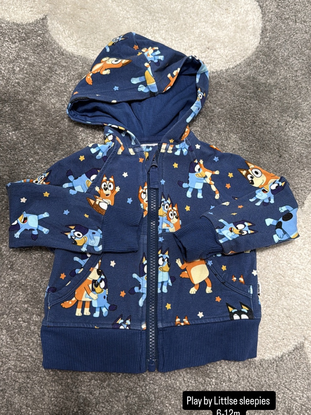 Little Sleepies Navy Blue Zip Hoodie Blue dance mode print